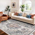 4x6 Living Room Area Rugs: Washable Boho Bedside Rugs Non-Slip Low Pile Small Carpet for Kitchen Bedroom Non-Shedding Floor Mat for Kids Room Office Dining Room(4x6，Brick) by HYHAOYUNLAI