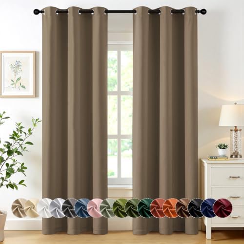 MIULEE Blackout Curtains for Bedroom 2 Panels 40 x 84 Inch Long Khaki by MIULEE