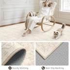 Washable Area Rugs 2x4: Neutral Living Room Bedroom Carpet Beige - Image 7
