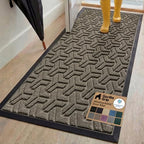 GORILLA GRIP WeatherMAX Door Mat, Indoor Outdoor Use, 72x24, Gray Geometric by GorillaGrip