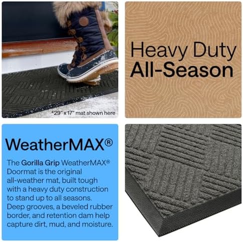 GORILLA GRIP WeatherMAX Door Mat, Indoor Outdoor Use, 35x23, Gray Diamond - Image 3