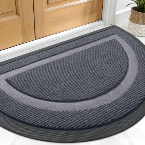 OLANLY Half Circle Front Door Mat Outside 29.5x17 All-Season Rubber Doormat by OLANLY