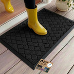 GORILLA GRIP WeatherMAX Door Mat, Indoor Outdoor, 47x35, Black Quatrefoil by GorillaGrip