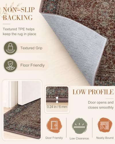 OLANLY 2x4 Washable Accent Rug Non Slip Carpet for Entryway Kitchen Bedside - Image 7