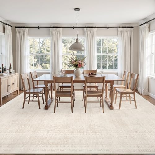 10x12 Area Rugs Living Room: Bedroom Neutral Washable Carpet Beige - Image 3