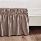 MEILA Wrap Around Elastic Bed Skirt for Queen & King Beds, 16" Drop, Taupe - Image 3