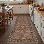 HUGEAR 3x10 Brick Red Vintage Floral Washable Runner Rug for Hallway by HUGEAR