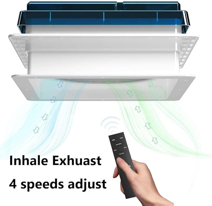 2012 Air Max 14" Vent RV Roof Vent Reversible Exhuast Fan, Ultra Low Sound RV Air Ventilation Ceiling Fan 12V Remote with Rain Sensor