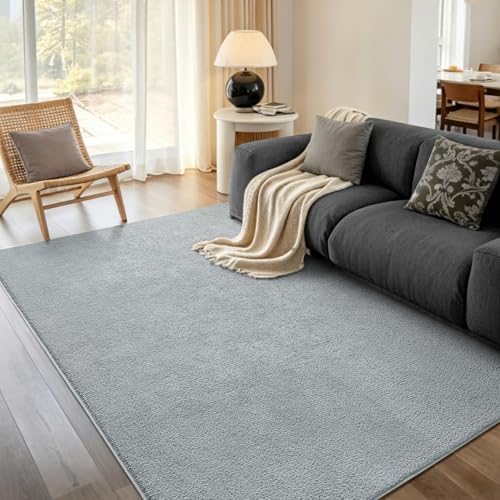 5x7 Light Grey Solid Area Rug Washable Non-Slip for Living Room Bedroom by Unknown