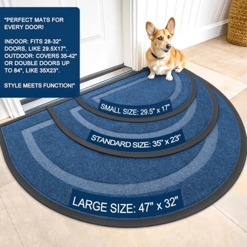 OLANLY Half Circle Front Door Mat Outside 59x23 All-Season Rubber Doormat - Image 2