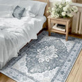 RELEANY Washable Area Rug, 3'x4', Grey/White/Beige by RELEANY