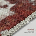 Living Room Rug 9x11 Beige Area Rugs Machine Washable Abstract Boho Large Rug Non-Slip Non-Shedding Faux Wool Indoor Vintage Carpet for Bedroom, Classroom, Dining Room, Kids Playroom - Image 7