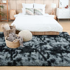 Noahas 5x7 Tie-Dyed Black and Grey Fluffy Area Rug Non-Slip for Living Room - Image 3