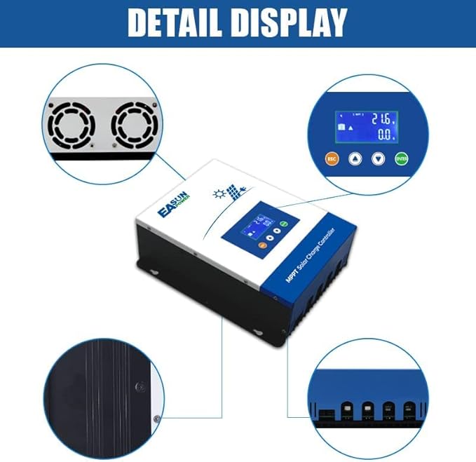 POWLAND 80A MPPT Solar Charge Controller,12V/24V/36V/48V Auto,Max Input 150V LCD Display Regulator Intelligent Charge Controller for Sealed Gel AGM Flooded Lithium Battery