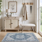 2x3 Area Rugs Living Room: Washable Vintage Rug for Bedroom Blue - Image 5