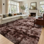 8x10 Extra Large Tie-Dyed Brown Fluffy Area Rug Non-Slip for Living Room - Image 2