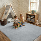6x9 Large Light Grey Solid Area Rug Washable Non-Slip for Living Room - Image 3