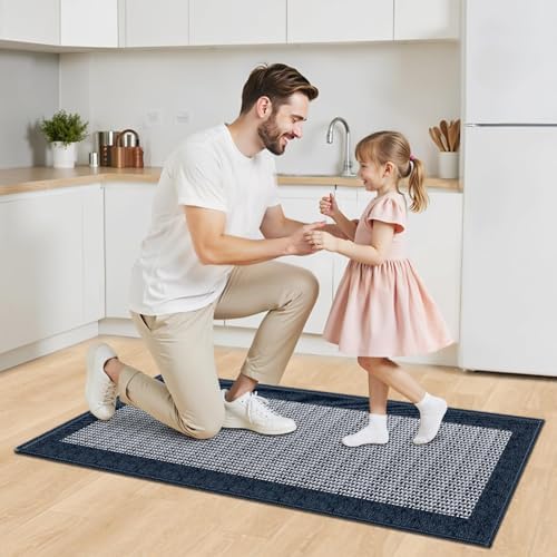 StepRite Kitchen Rugs, Kitchen Mat for Floor, 47"x20" Non-Slip Machine-Washable Commercial Floor Mat, Absorbent Heavy-Duty Rug for Office & Home, Sink Standing Mat, Entryway Carpet, Navy Blue - Image 7