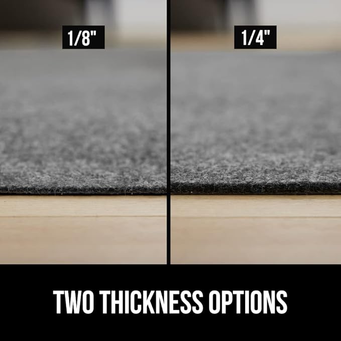 GORILLA GRIP Felt and Natural Rubber Stay in Place Slip Resistant Rug Pad, 1/4in Thick, 7x10 FT Protective Padding Under Area Rugs, Cushioned Gripper Pads, Carpet Runners, Hardwood Floors Protection