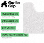 GORILLA GRIP Chenille Bath Rug Mat for Oval Toilet Base, 24x19 White - Image 3