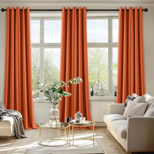 MIULEE Fall Blackout Curtains for Bedroom 2 Panels 40 x 96 Inch Long Orange - Image 6
