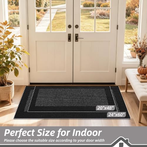 BEQHAUSE Indoor Door Mat 24" x 60", Dirt Trapper Door Mats, Black - Image 2