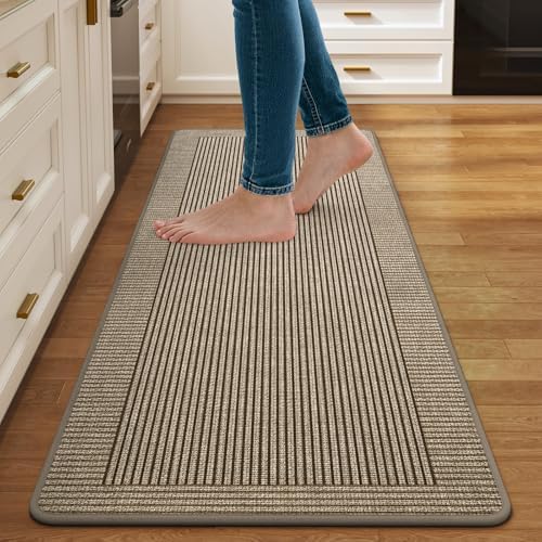 Kitchen Mats for Floor, Non Slip Kitchen Rugs, 17x47 Brown by QiCaiJia