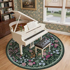 PLHXFR Round Area Rug Living Room: 8 ft Floral Washable Carpet Dark Green - Image 4