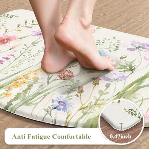 KIMODE Anti Fatigue Kitchen Mats for Floor,Half Moon Kitchen Rugs Sets of 2 - Image 4