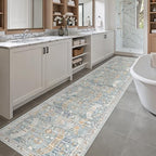 Madane Washable Runner Rugs 2x10 Long for Hallway Kitchen, Blue/Gold by Madane