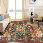 Yamaziot 9x12 Large Area Rug, Non-Slip Washable Boho Living Room Rug - Image 5