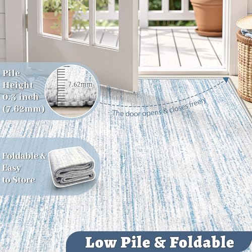 Area Rug 8x10 Living Room Rugs: Washable Modern Rug Large Non-Slip Soft Rugs Stain Resistant Printed Rug Indoor Carpet for Bedroom Kitchen Dining Room Nursery Playroom Home(Blue, 8'x10') - Image 6