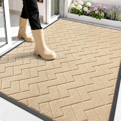 OLANLY Front Door Mat Outside 59x34, All-Season Absorbent Rubber Doormat by OLANLY