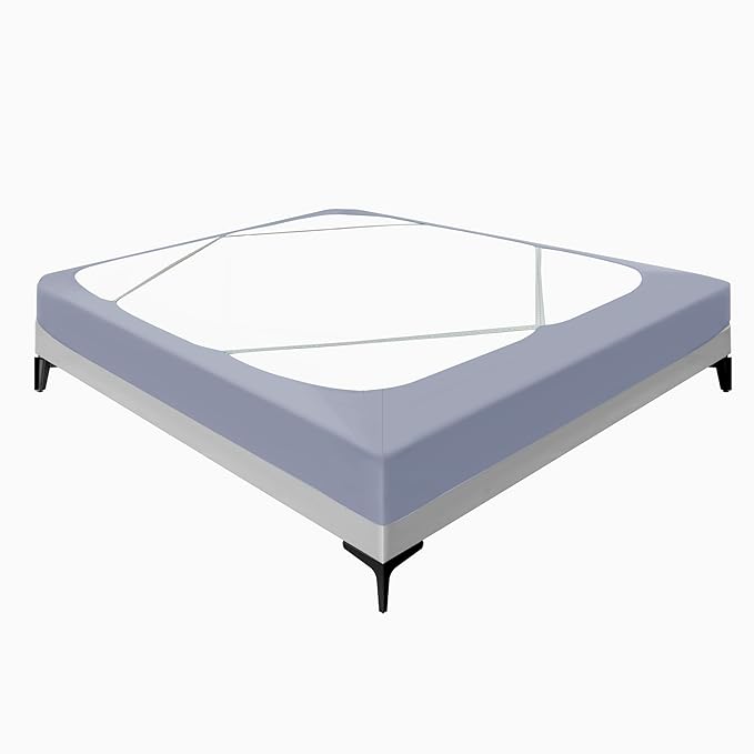 Biscaynebay Decorative Box Spring Cover Queen Size, Silver Grey Luxurious Jersey Knitting Stretchy Wrap Around 4 Sides Bed Skirt for Home/Hotels, Easy Fit Wrinkle & Fade Free Machine Washable