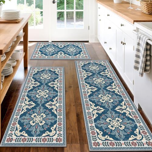 3 Piece Kitchen Rugs Set, Non Slip Washable Floor Mats with Water Absorbent by Unknown