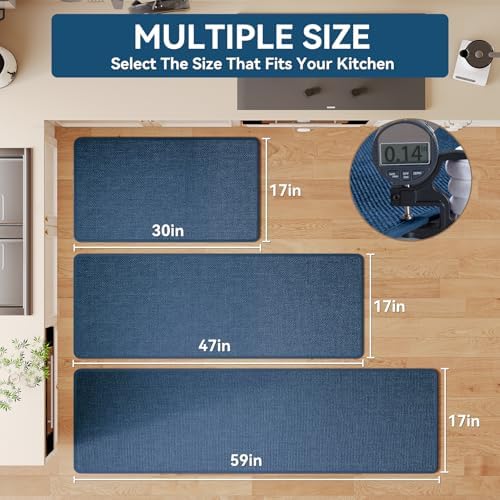 YDKGL Long Kitchen Runner Rugs Kitchen Mat Non Slip Washable Blue 17"x59" - Image 2