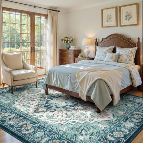 Lofus 8x10 Area Rugs for Living Room, Soft Boho Carpet Floral Green Beige - Image 3