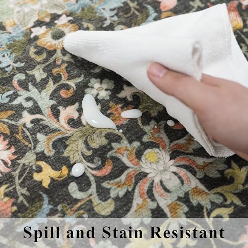 Wide Hallway Washable Runner Rug: 3x10 Water-Resistant Entryway Area Rug Vintage Soft Carpet for Living Room Non Slip Indoor Farmhouse Floor Mat for Bathroom Laundry Room(3x10,Green) - Image 5