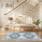 RELEANY Washable Area Rug, Runner 2'6"x5', Grey/White/Beige - Image 2