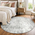 RELEANY Washable Round 6ft Area Rug for Living Room Gray White by RELEANY