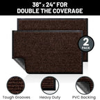 Front Door Mat, Indoor Outdoor Welcome Entryway Doormat, 36x24 Dark Brown - Image 2