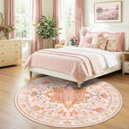 RELEANY Washable Area Rug, Round 7ft, Pink/Light Pink/Colorful - Image 2