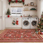 3x5 Christmas Kitchen Rugs for Living Room,Washable Area Rug,Red - Image 3