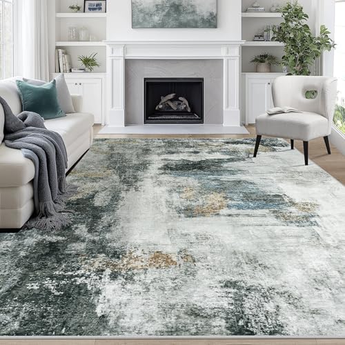 8x10 Area Rugs for Living Room Washable Bedroom Dining Room Black Gold by Aelenmu