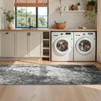 2.6x8 Black Rug Runners for Hallways Kitchen Runner Rug Non Slip Washable Black Long Runner Rugs with Rubber Backing Soft Abstract Carpet Runner for Bedroom, Kitchen, Bathroom, Entryway - Image 5