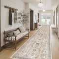 Madane Hallway Runner Rug 2'6''x14' Kitchen Runners Vintage, Brown/Gold by Madane