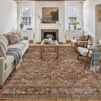HUGEAR 6x9 Brick Red Vintage Floral Washable Area Rug for Living Room by HUGEAR