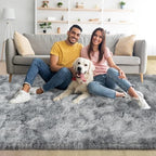 6x9 Large Tie-Dyed Grey Fluffy Area Rug Non-Slip for Living Room Bedroom - Image 2