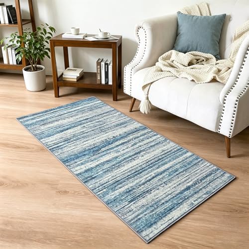 Chicrug 2x4 Blue Washable Laundry Room Rug Runner Rug for Hallway Kitchen - Image 3