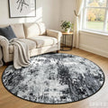 RELEANY Washable Round 4ft Area Rug for Living Room Black White by RELEANY